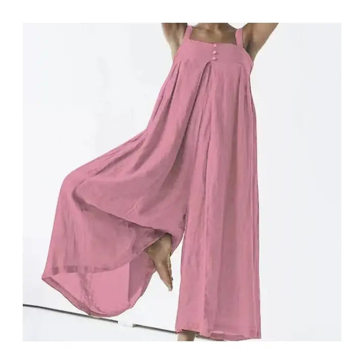 Solid Color Plus Size Cotton Linen Overall