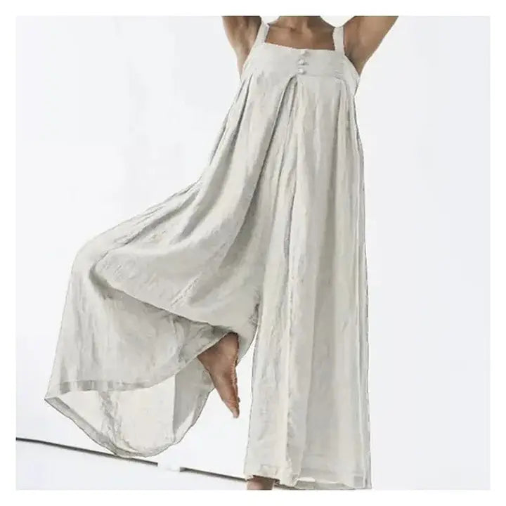 Solid Color Plus Size Cotton Linen Overall