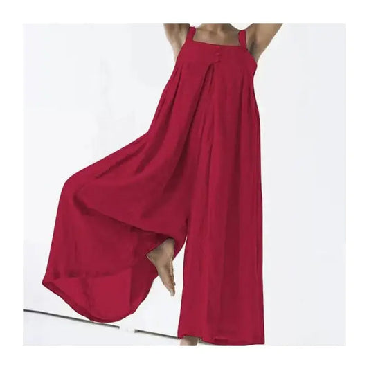 Solid Color Plus Size Cotton Linen Overall
