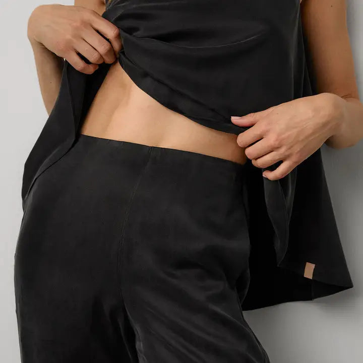 Washable Silk Back Slit Pant Set